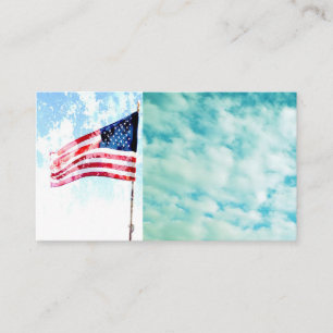 Amerikaanse vlag op  blauw luchtruim visitekaartje