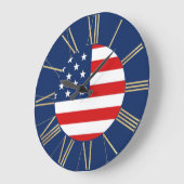 Amerikaanse vlag op blauwe grote klok (Hoek)