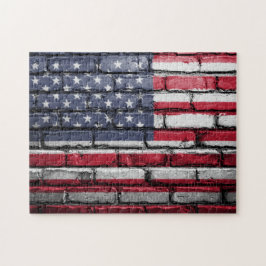 Amerikaanse vlag op Brick Wall Legpuzzel