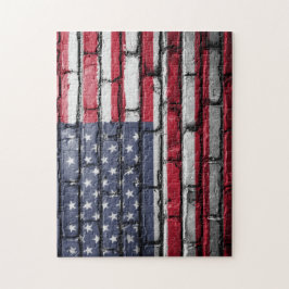 Amerikaanse vlag op Brick Wall Legpuzzel