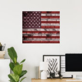 Amerikaanse vlag op Brick Wall Poster (Thuiskantoor)