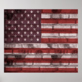 Amerikaanse vlag op Brick Wall Poster (Voorkant)