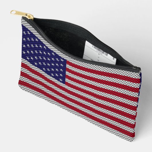Amerikaanse vlag op Carbon Fiber Style Decor Print Etui (Open)