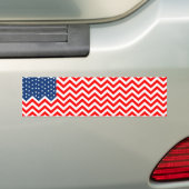 Amerikaanse vlag op Chevron Waves Bumpersticker (Op auto)