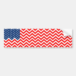 Amerikaanse vlag op Chevron Waves Bumpersticker