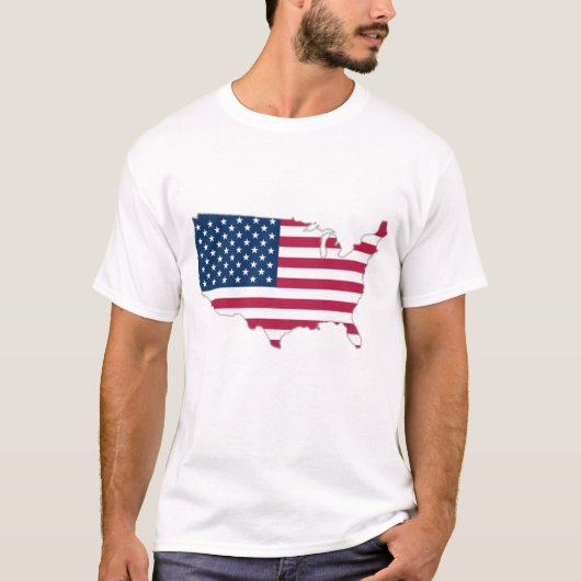 Amerikaanse vlag op de kaart t-shirt (Voorkant)