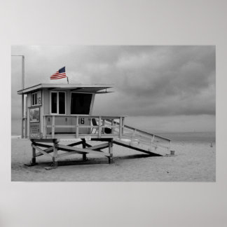 Amerikaanse vlag op de Lifeguard Shack Poster