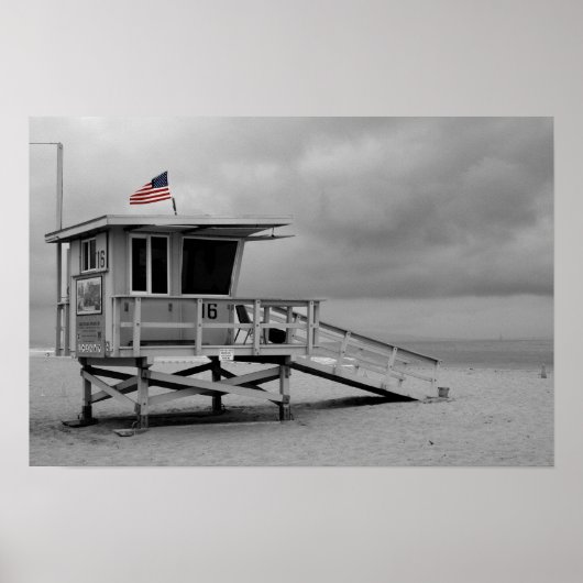 Amerikaanse vlag op de Lifeguard Shack Poster (Voorkant)
