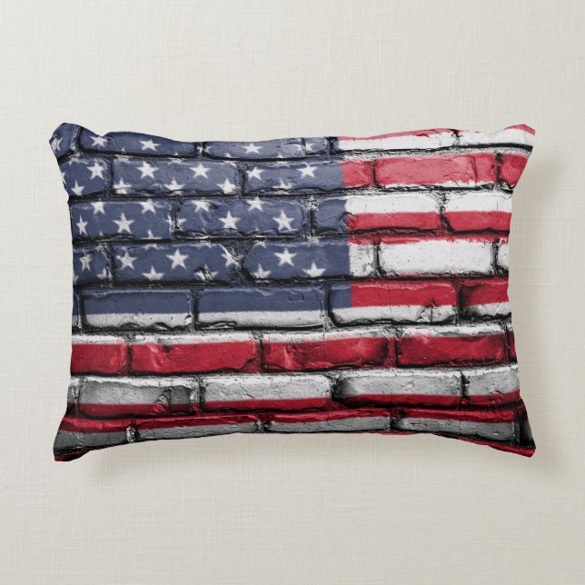 Amerikaanse vlag op de muur accent kussen (Voorkant)