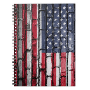 Amerikaanse vlag op de muur notitieboek