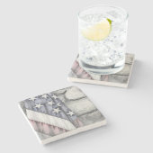 Amerikaanse vlag op de muur stenen onderzetter (Zijkant)