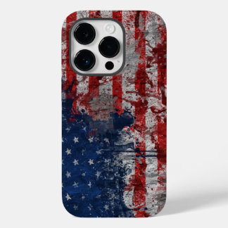 Amerikaanse vlag op de muur van Grunge Case-Mate iPhone 14 Pro Hoesje