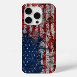 Amerikaanse vlag op de muur van Grunge iPhone 15 Pro Case