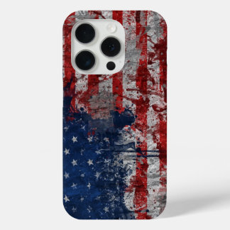 Amerikaanse vlag op de muur van Grunge iPhone 15 Pro Case