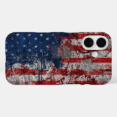 Amerikaanse vlag op de muur van Grunge Case-Mate iPhone Case (Achterkant (horizontaal))