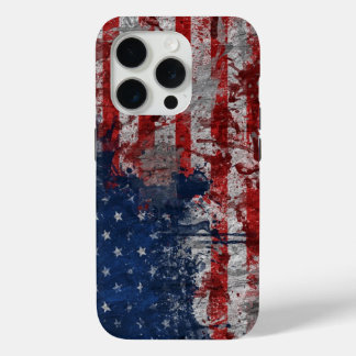 Amerikaanse vlag op de muur van Grunge iPhone 15 Pro Case