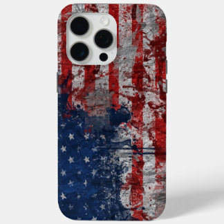 Amerikaanse vlag op de muur van Grunge iPhone 15 Pro Max Hoesje