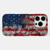 Amerikaanse vlag op de muur van Grunge Case-Mate iPhone Case (Achterkant (horizontaal))
