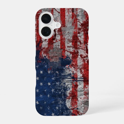 Amerikaanse vlag op de muur van Grunge iPhone 16 Hoesje (Achterkant)