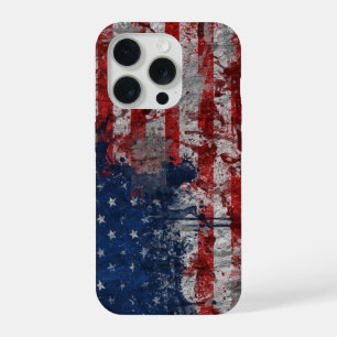 Amerikaanse vlag op de muur van Grunge iPhone 15 Pro Case