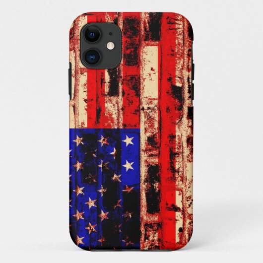 Amerikaanse vlag op de oude muur Case-Mate iPhone case (Achterkant)