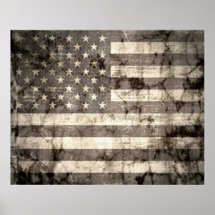 Amerikaanse vlag op de oude muur poster