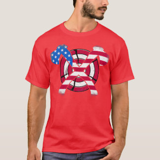 Amerikaanse vlag op de Throwing Ax Funny Ax Throwe T-shirt