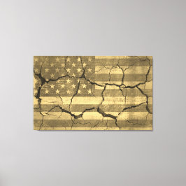 Amerikaanse vlag op de Vintage van Cracked Wall Canvas Afdruk