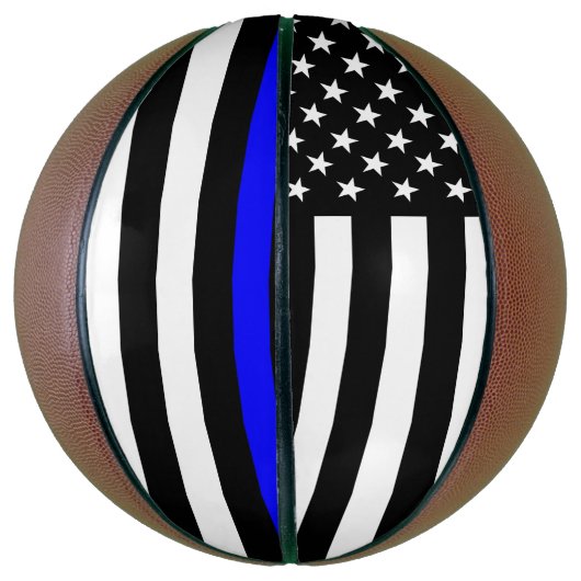 Amerikaanse vlag op een blauwe lijn symbolisch ged mini basketbal (Verticaal)