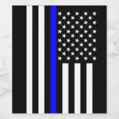 Amerikaanse vlag op een blauwe lijn symbolisch ged wijn etiket (Enkel label)