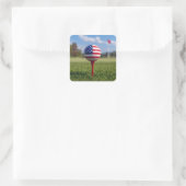 Amerikaanse vlag op een golfbal vierkante sticker (Tas)