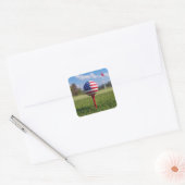 Amerikaanse vlag op een golfbal vierkante sticker (Envelop)