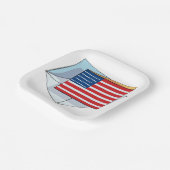 Amerikaanse vlag op een Kaart Papieren Bordje (Gebogen)