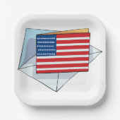 Amerikaanse vlag op een Kaart Papieren Bordje (Voorkant)