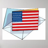 Amerikaanse vlag op een Kaart Poster (Voorkant)