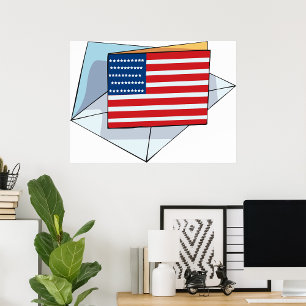 Amerikaanse vlag op een Kaart Poster