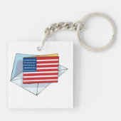 Amerikaanse vlag op een Kaart Sleutelhanger (Achterkant)