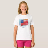 Amerikaanse vlag op een Kaart T-shirt (Voorkant volledig)