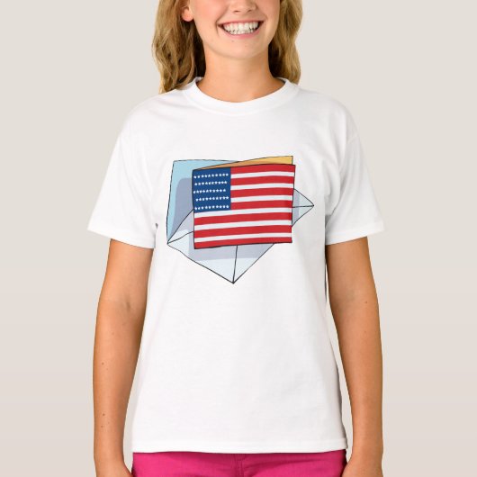 Amerikaanse vlag op een Kaart T-shirt (Voorkant)