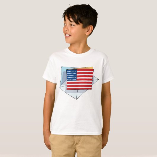 Amerikaanse vlag op een Kaart T-shirt (Voorkant volledig)