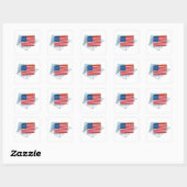 Amerikaanse vlag op een Kaart Vierkante Sticker (Vel)