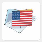 Amerikaanse vlag op een Kaart Vierkante Sticker (Voorkant)