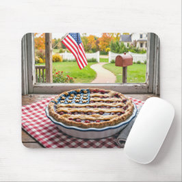 Amerikaanse vlag op een kersenpastei muismat
