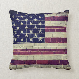 -Amerikaanse vlag op een muur Kussen