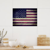 -Amerikaanse vlag op een muur Poster (Keuken)