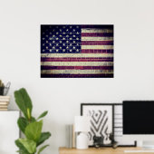 -Amerikaanse vlag op een muur Poster (Thuiskantoor)