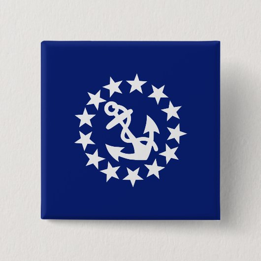 Amerikaanse vlag op een Nautical Yacht op een mari Vierkante Button 5,1 Cm (Voorkant)