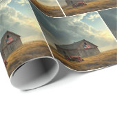 Amerikaanse vlag op een oude schuur cadeaupapier (Rol Hoek)