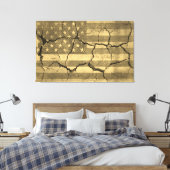 Amerikaanse vlag op gebarsten wand Canvas Afdruk (Insitu (Slaapkamer))