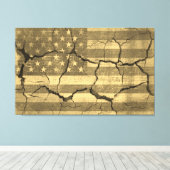 Amerikaanse vlag op gebarsten wand Canvas Afdruk (Insitu (Houten vloer))